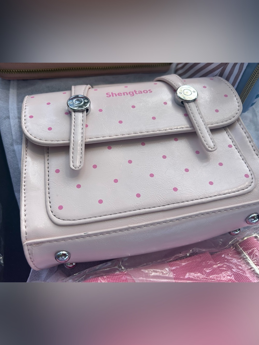 Pink Polka Dot Crossbody Bag